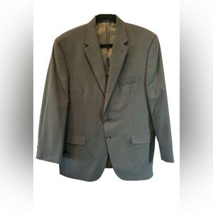 Chaps Mens 2 Button Blazer Gray Houndstooth Jacket Size 44R
